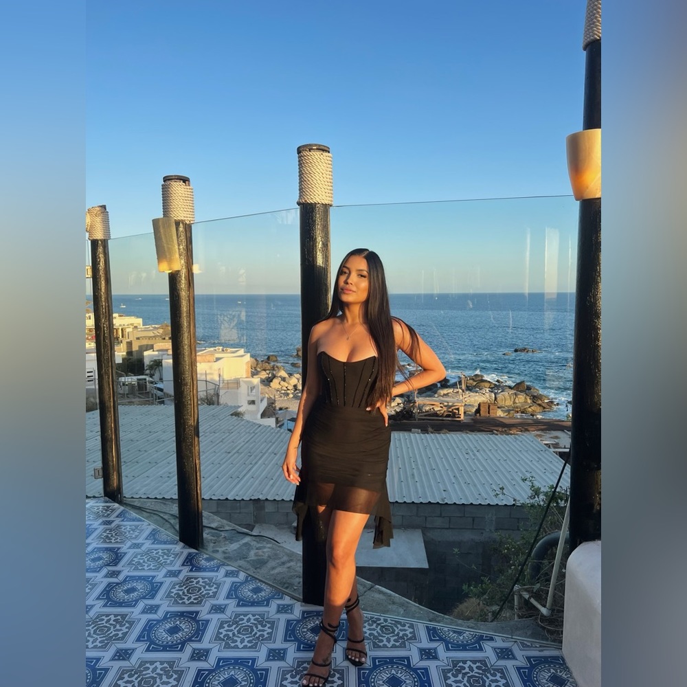 Embellished Corset Mini Dress in Black